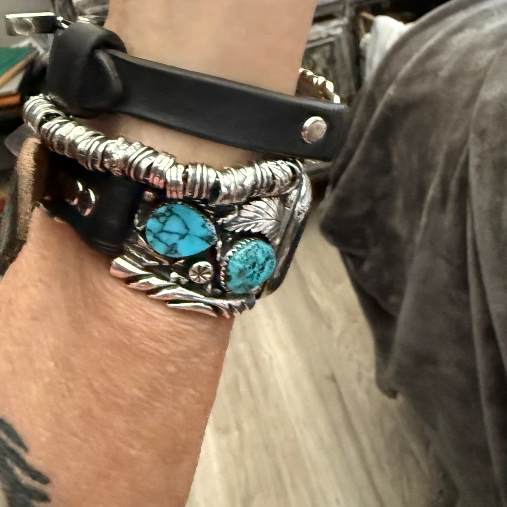 Gorgeous Native American Apple Watchband/SS/kingman Turquoise - Picture 7 of 9
